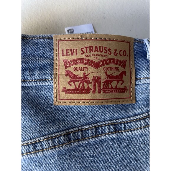 Levi's Ribcage Straight Ankle High-Rise Raw Hem Stretch Blue Jeans Women’s Sz 32 - Picture 7 of 13